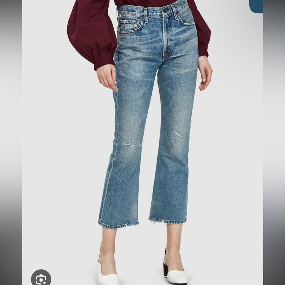 High rise ankle flare jeans